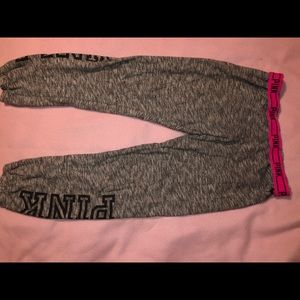 Gray PINK sweatpants with hot pink waistband